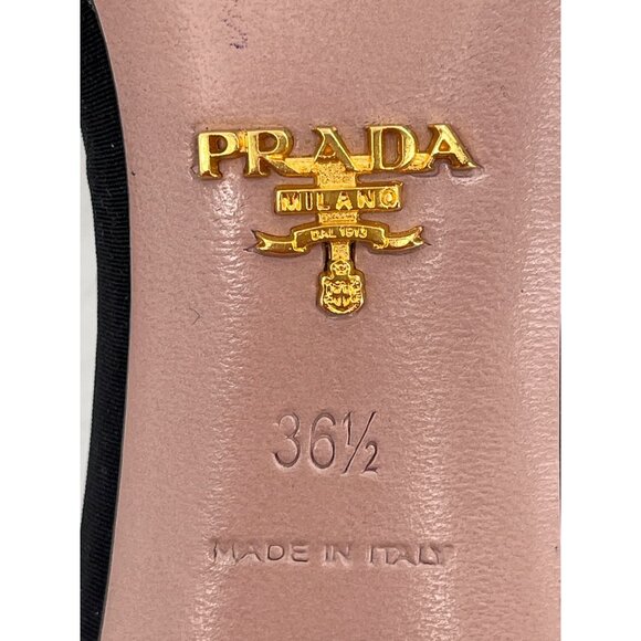Prada Black Satin Embellished Open Toe Mules EU 36.5 6.5 US Made In Italy - Picture 6 of 7